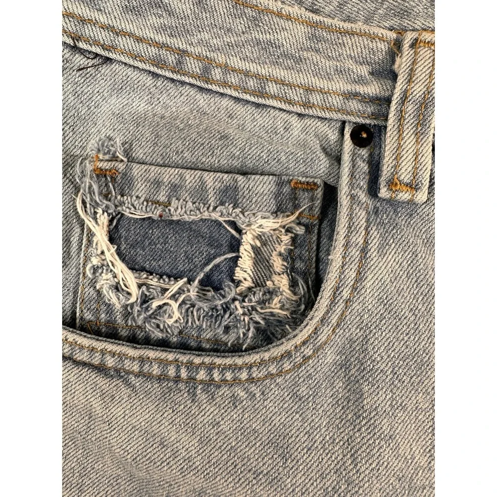 Empyre Men's Straight Jeans Blue Light Wash Denim Cotton 5-Pocket Logo Mid Rise